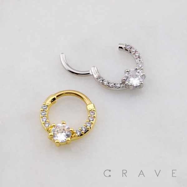 SOLITAIRE MULTI CZ CLUSTER TIARA 316L SURGICAL STEEL SEPTUM HINGED SEGMENT RING SOLITAIRE MULTI CZ CLUSTER TIARA 316L SURGICAL STEEL SEPTUM HINGED SEGMENT RING